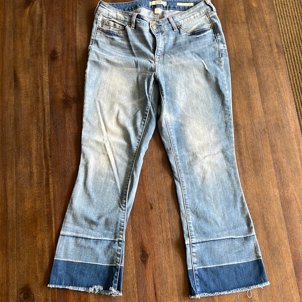 Vintage America Blues Women's Boho Crop Boot Cut Jeans Size 8R/29 Raw Hem
